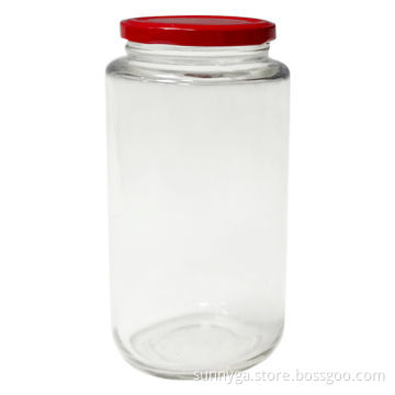 8.5 x 17cm Diameter/25.5oz Glass Food Storage Container with Red Metal Lid in Colors